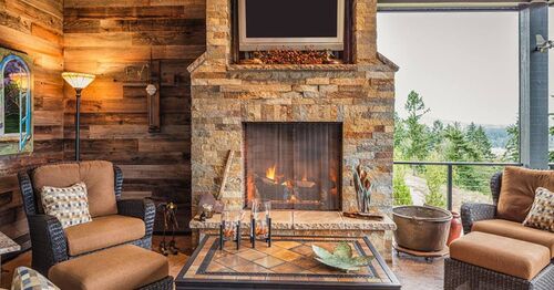 Stone fireplace in Sugar Grove, IL by G. Aurelio Inc